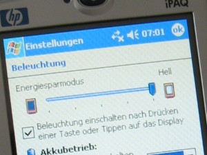 iPAQ Helligkeit