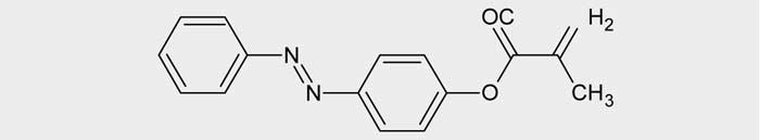 chemische Struktur eines Blaublockers (2-Propenoic acid, 2-methyl-, 4-((1E)-phenylazo)phenylester)