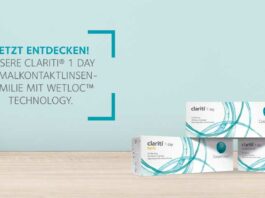 Die plastikneutralen clariti® 1 day Silikonhydrogel-Einmalkontaktlinsen von CooperVision