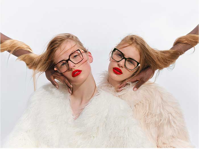 Neun Modelle aus Acetat in vier bis acht Farben