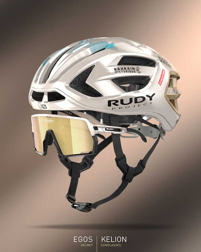 Auf den Helmen aller Radsportler des Team Bahrain wird zudem der Hashtag #RIDEFORGINO erscheinen