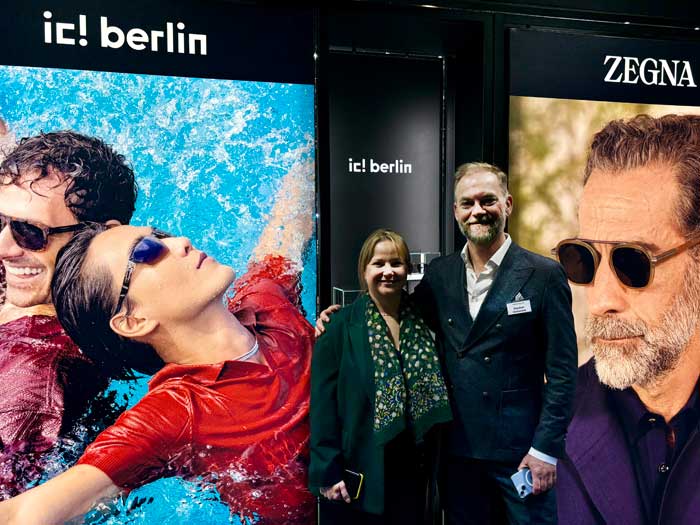 Anna Ferigo (Marketing Manager D.A.CH.) und Stephan Hinkerode (D.A.CH. General Manager) präsentieren auf der opti unter anderem auch die brandneue Kollektion von Christian Louboutin