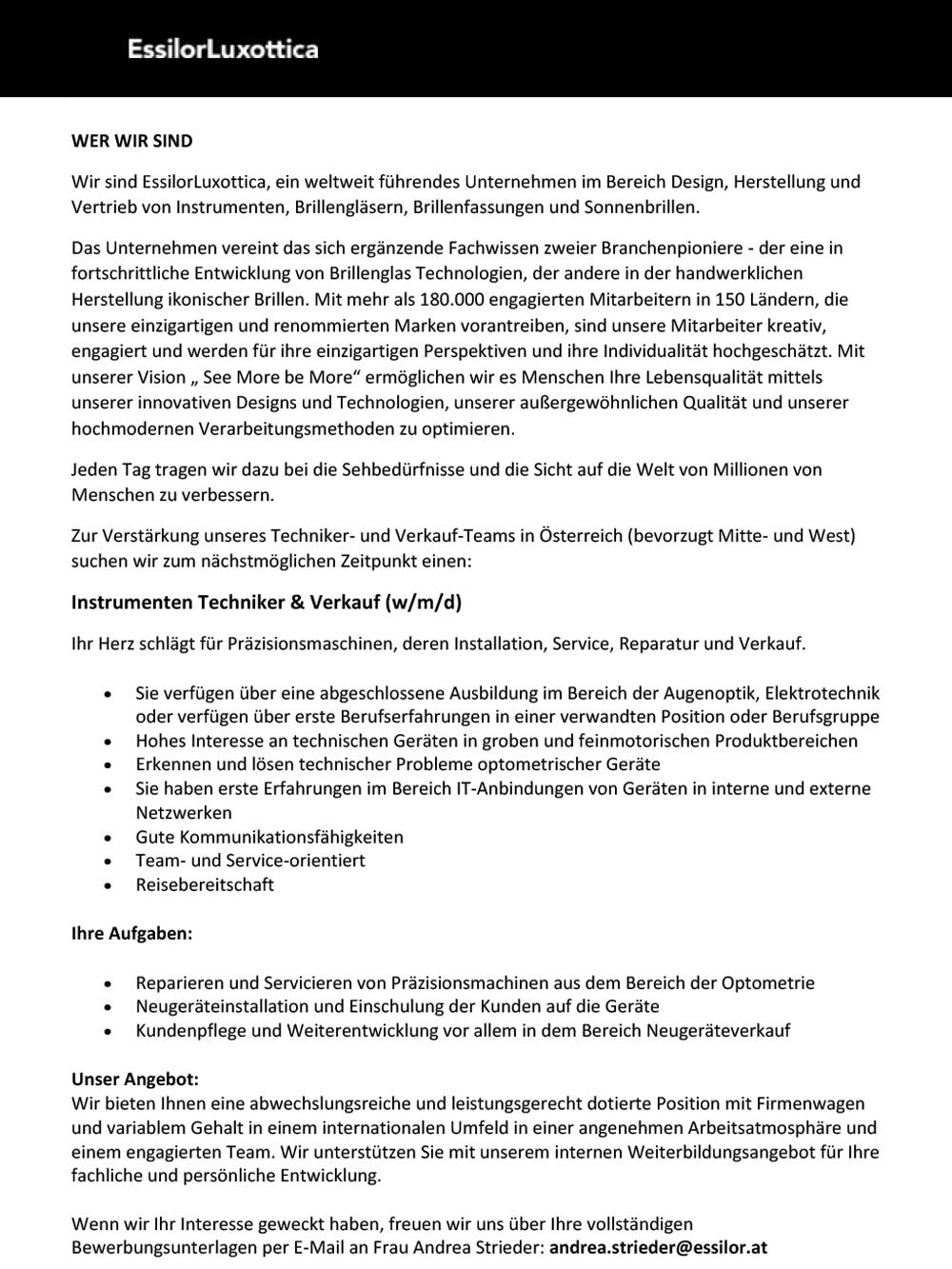 20251005 Stellenangebot EssilorLuxottica
