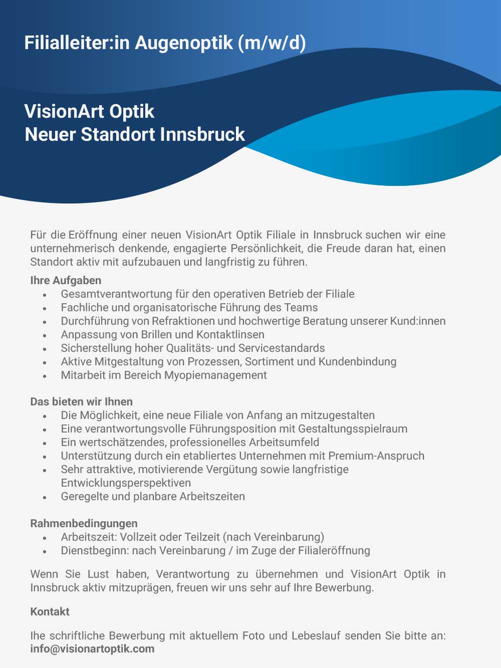 20260130 Stellenangebot Vision Art Optik