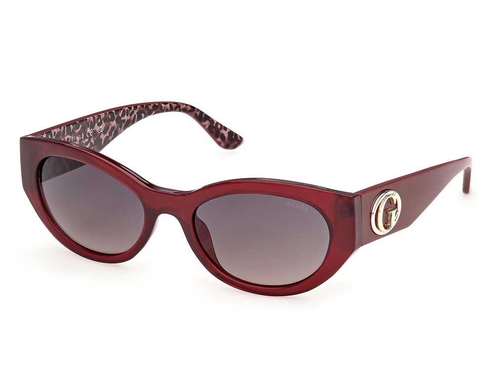 Die GU00362 kombiniert eine ovale Silhouette mit markanten Bügeln und dem FOREVER GUESS Logo